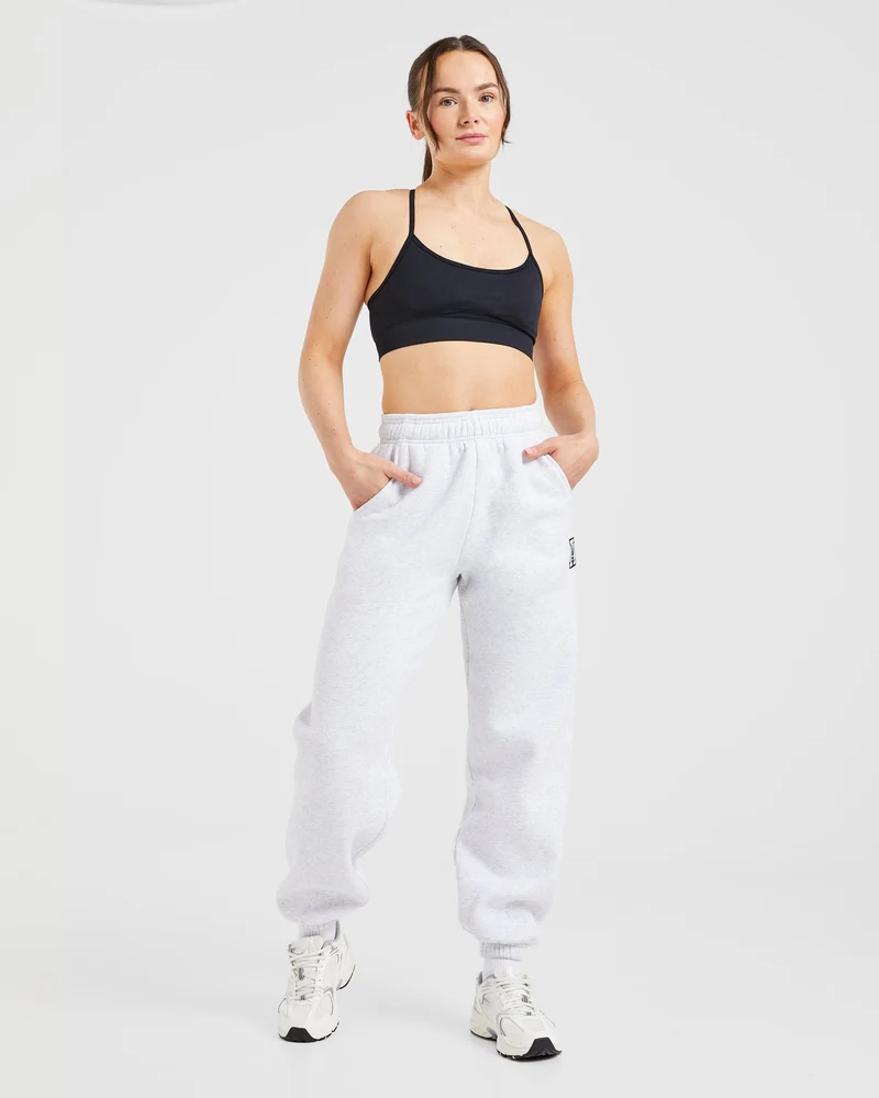 Varsity Embroidered Oversized Joggers - Heather Grey