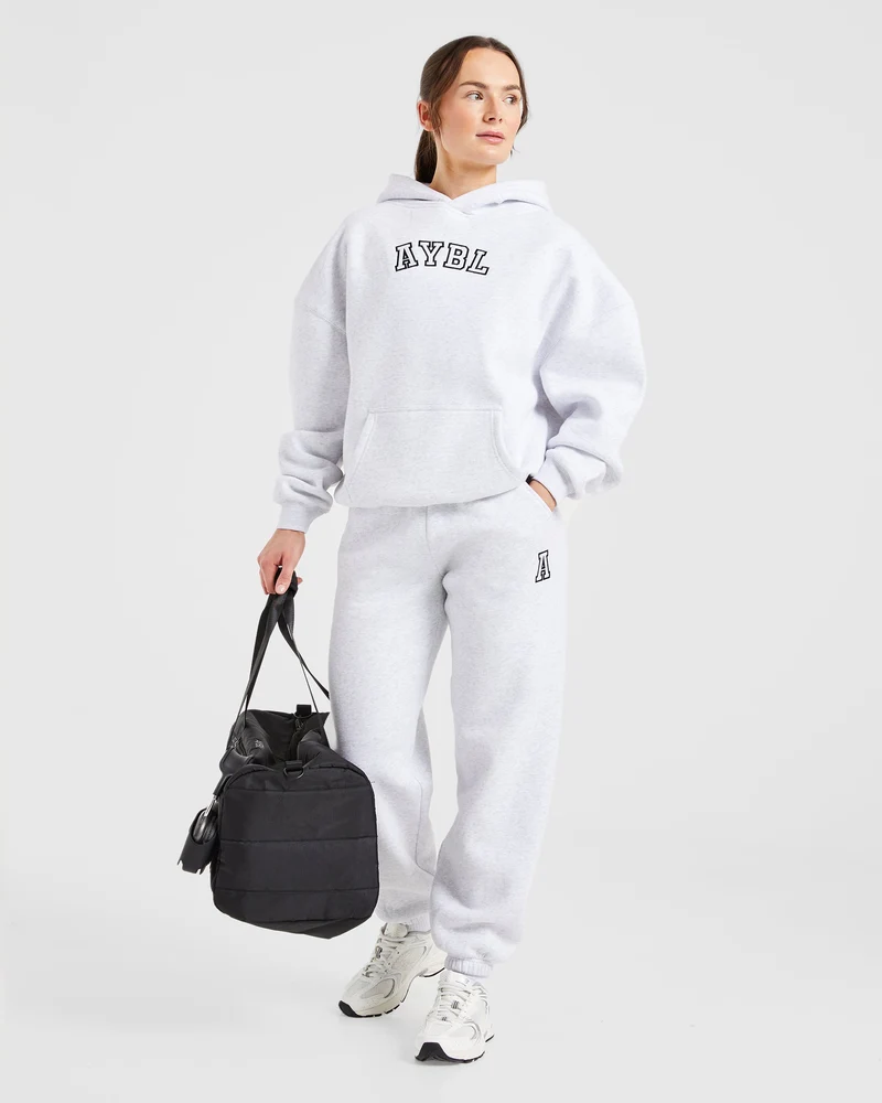Varsity Embroidered Oversized Joggers - Heather Grey