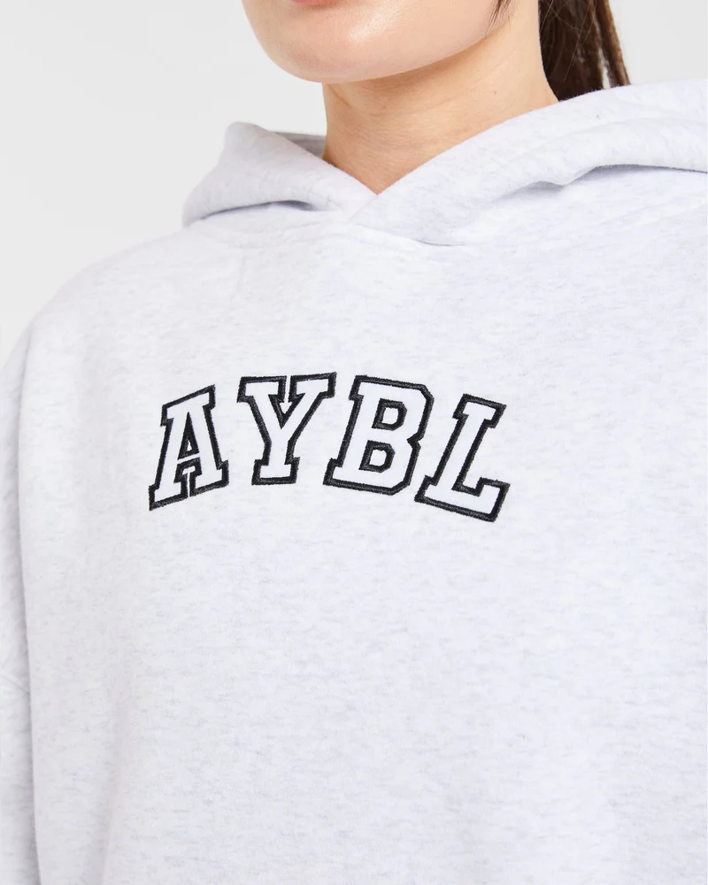 Varsity Embroidered Oversized Hoodie - Heather Grey