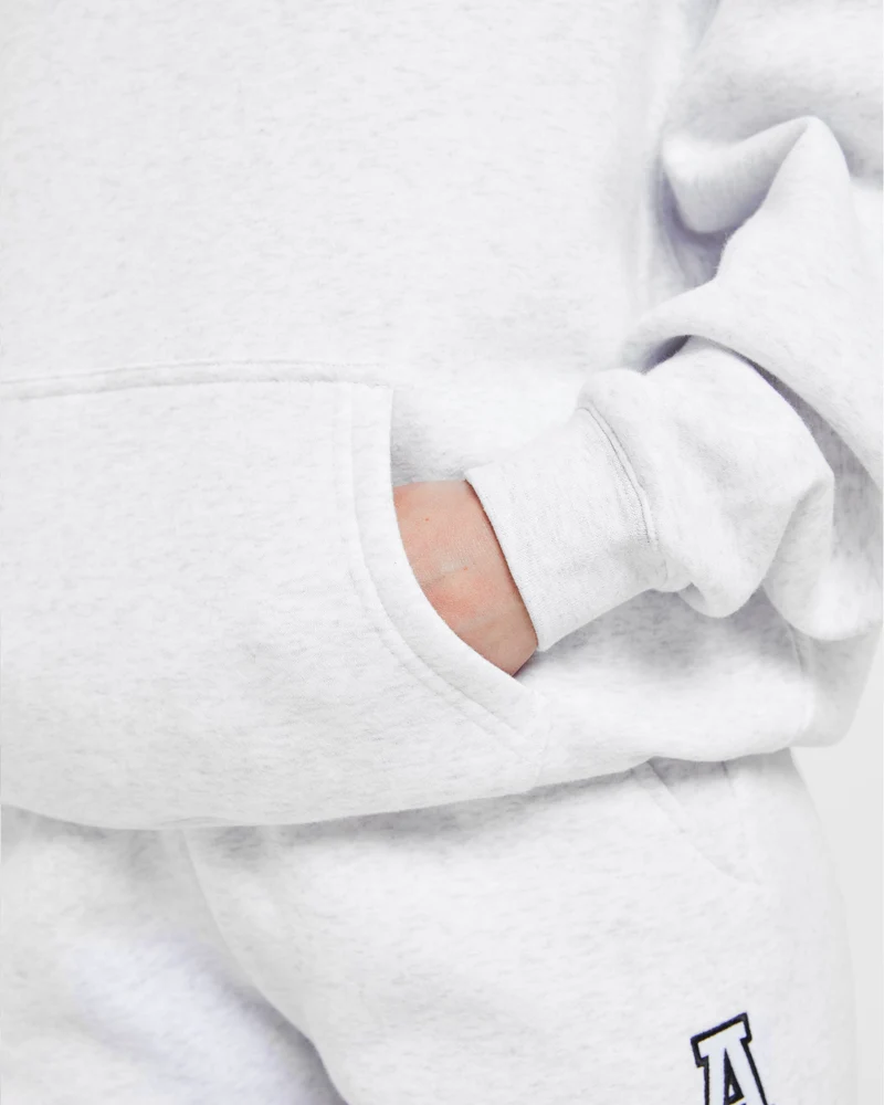 Varsity Embroidered Oversized Hoodie - Heather Grey