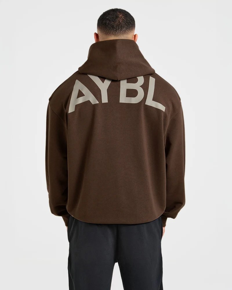 Essential Oversized Graphic Hoodie - Marron