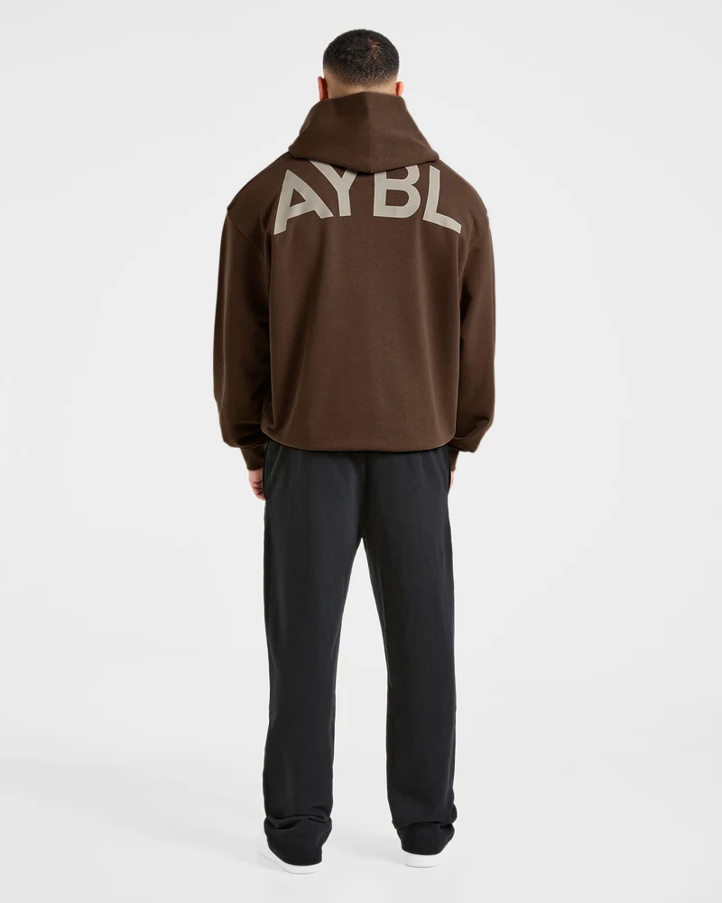 Essential Oversized Graphic Hoodie - Marron