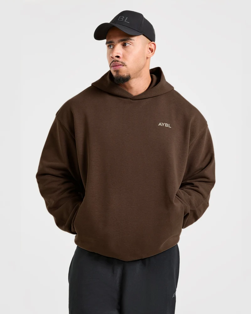 Essential Oversized Graphic Hoodie - Marron