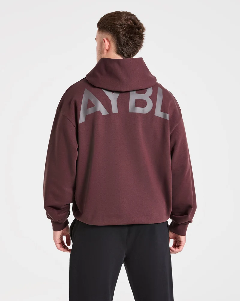 Essential Oversized Graphic Hoodie - Dusty Plum
