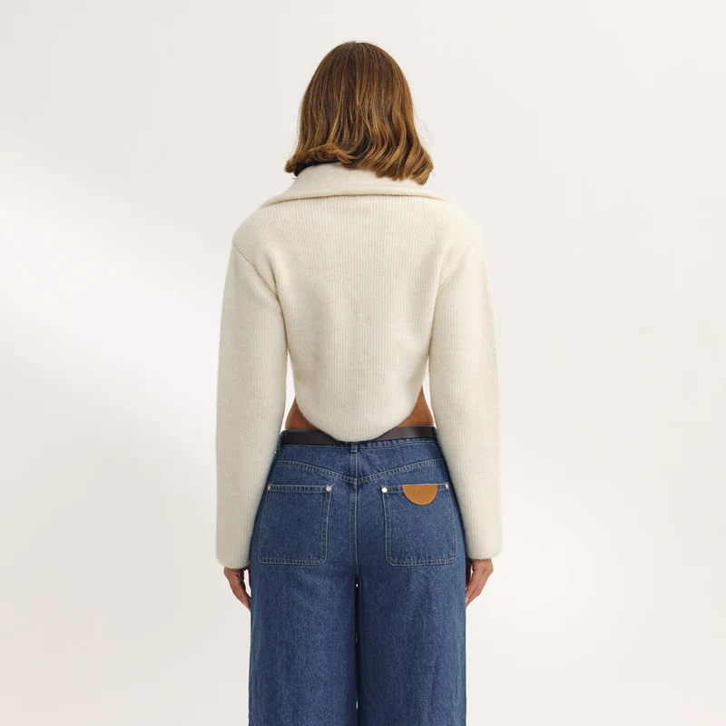 Veste Structurée en Maille - Crème