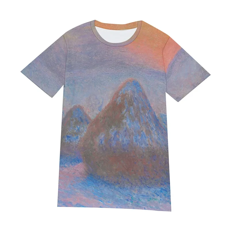 Stacks of Wheat Sunset by Claude Monet T-Shirt