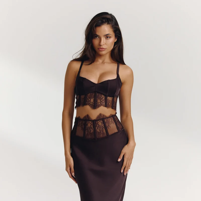 Crop Top (Ensemble) - Chocolat Noir