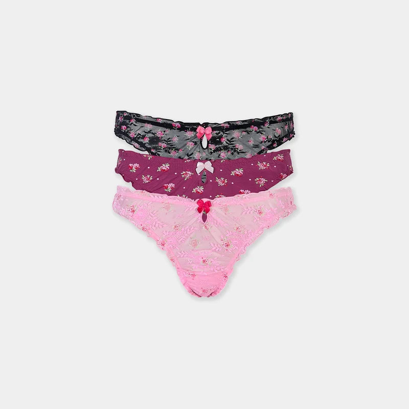 Strings Imprimés (Pack de 3) - Imprimé Rose