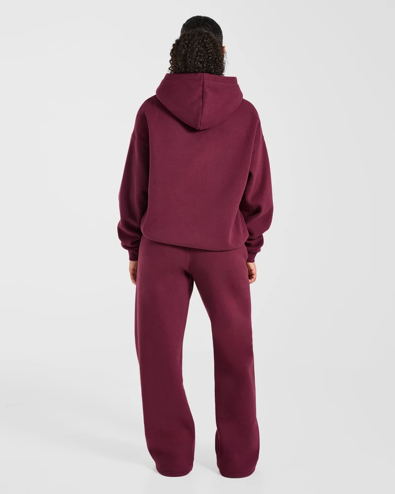 AYBL Club Oversized Straight Leg Joggers - Burgundy/Rose