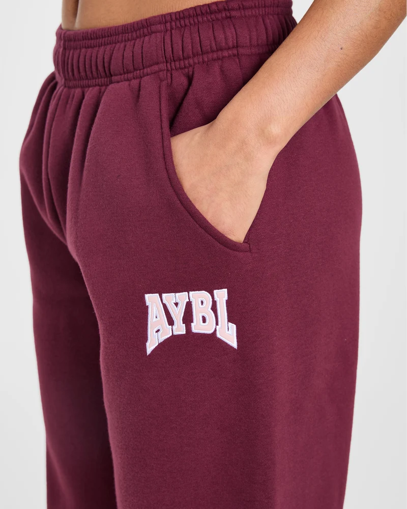 AYBL Club Oversized Straight Leg Joggers - Burgundy/Rose