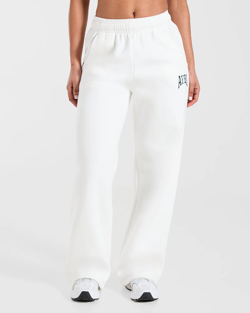 AYBL Club Oversized Straight Leg Joggers - Off Blanc/Forest Vert