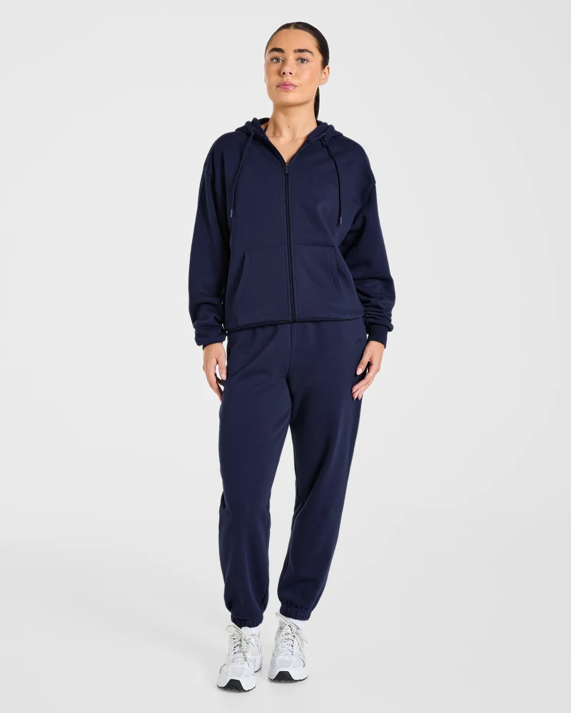 Lifestyle Oversized Zip Up Hoodie - Navy