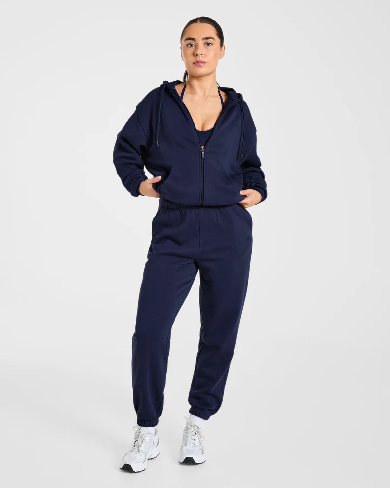 Lifestyle Oversized Zip Up Hoodie - Navy