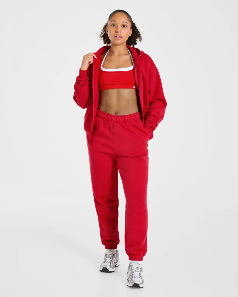 Lifestyle Oversized Zip Up Hoodie - Rouge