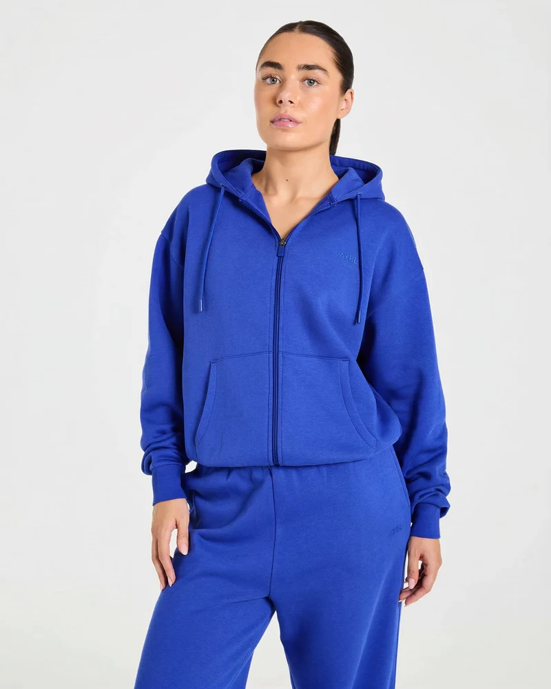 Lifestyle Oversized Zip Up Hoodie - Cobalt