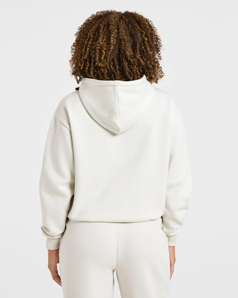 Lifestyle Oversized Zip Up Hoodie - Off Blanc