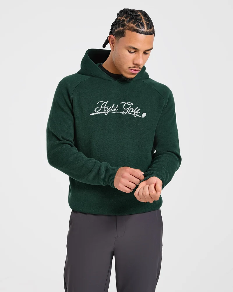 Golf Club Knitted Hoodie - Pine Vert