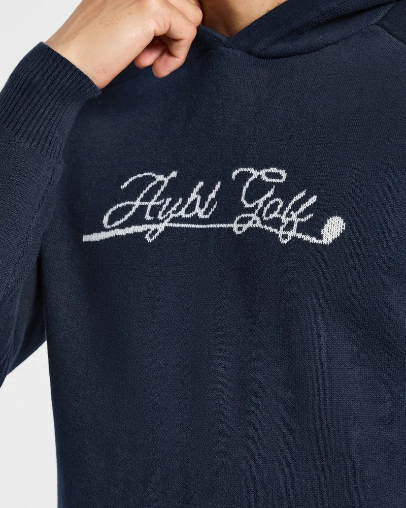 Golf Club Knitted Hoodie - Navy