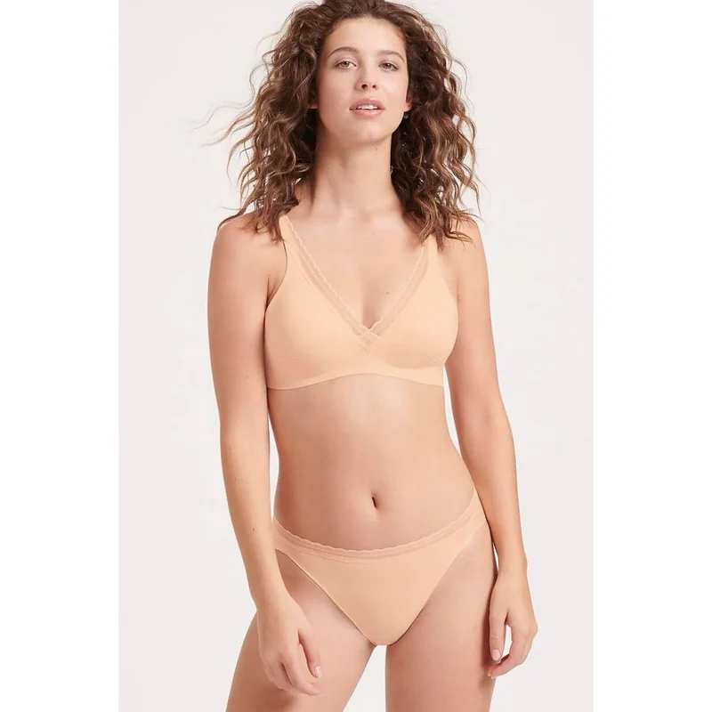 Soutien-gorge sans armatures gel ajustable microfibre pêche mode estival féminin