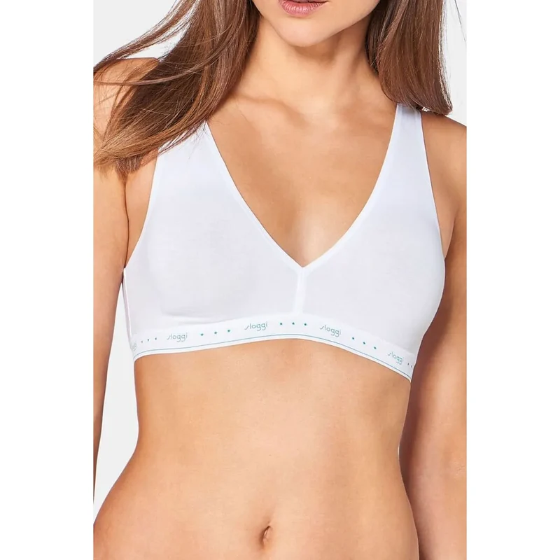 Soutien-gorge sport blanc lisse Sloggi maintien confort style minimaliste