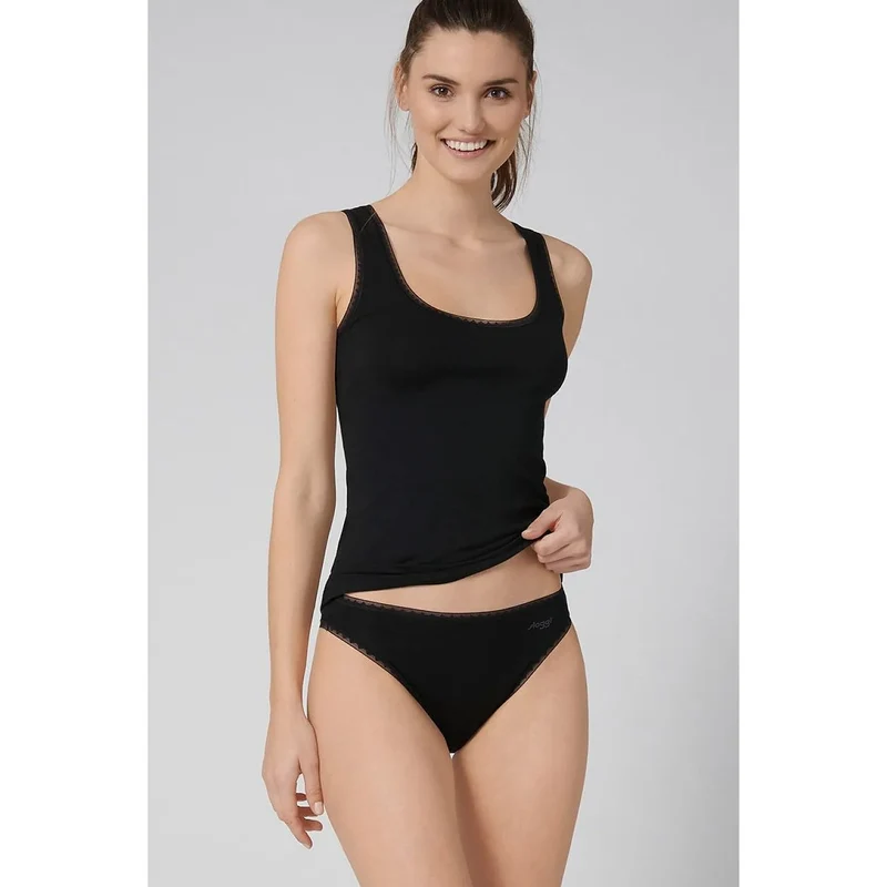 ensemble culottes coton biologique dentelle noire confort Sloggi tai 10207351
