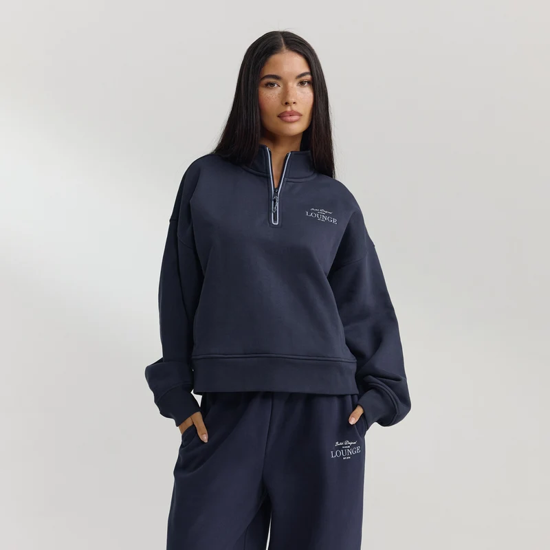 Pull avec Quart de Zip - Bleu Foncé