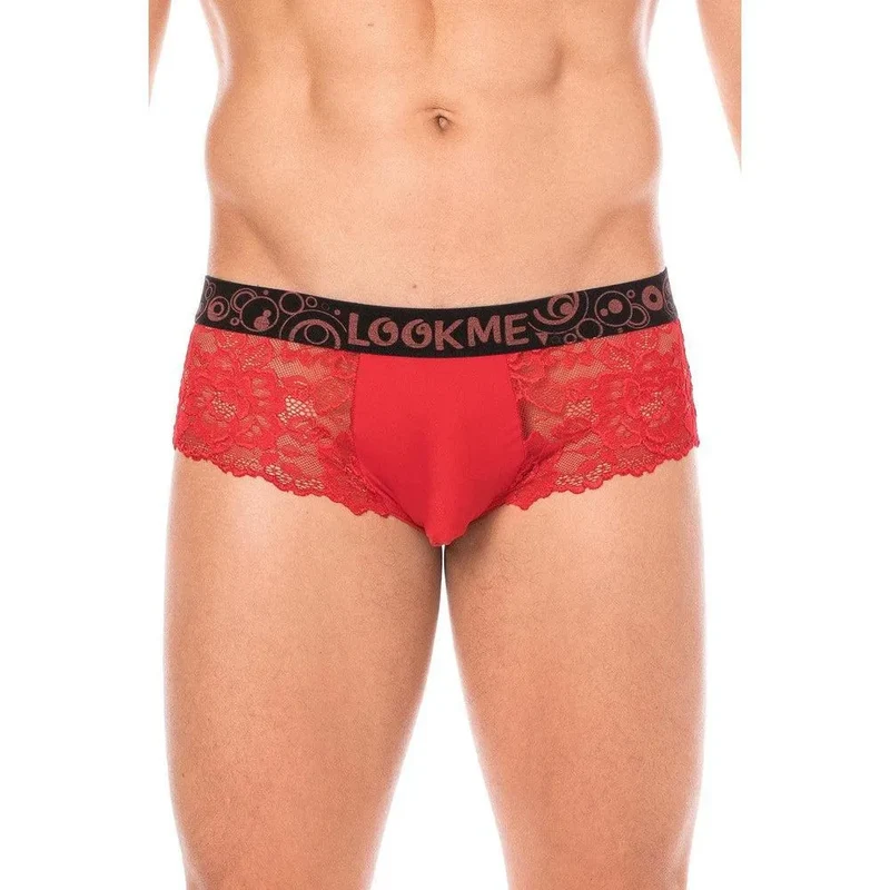 mini culotte dentelle rouge confortable douceur élégance motif floral fin poche opaque maintien élasticité polyester élasthanne coupe soignée chic soirée