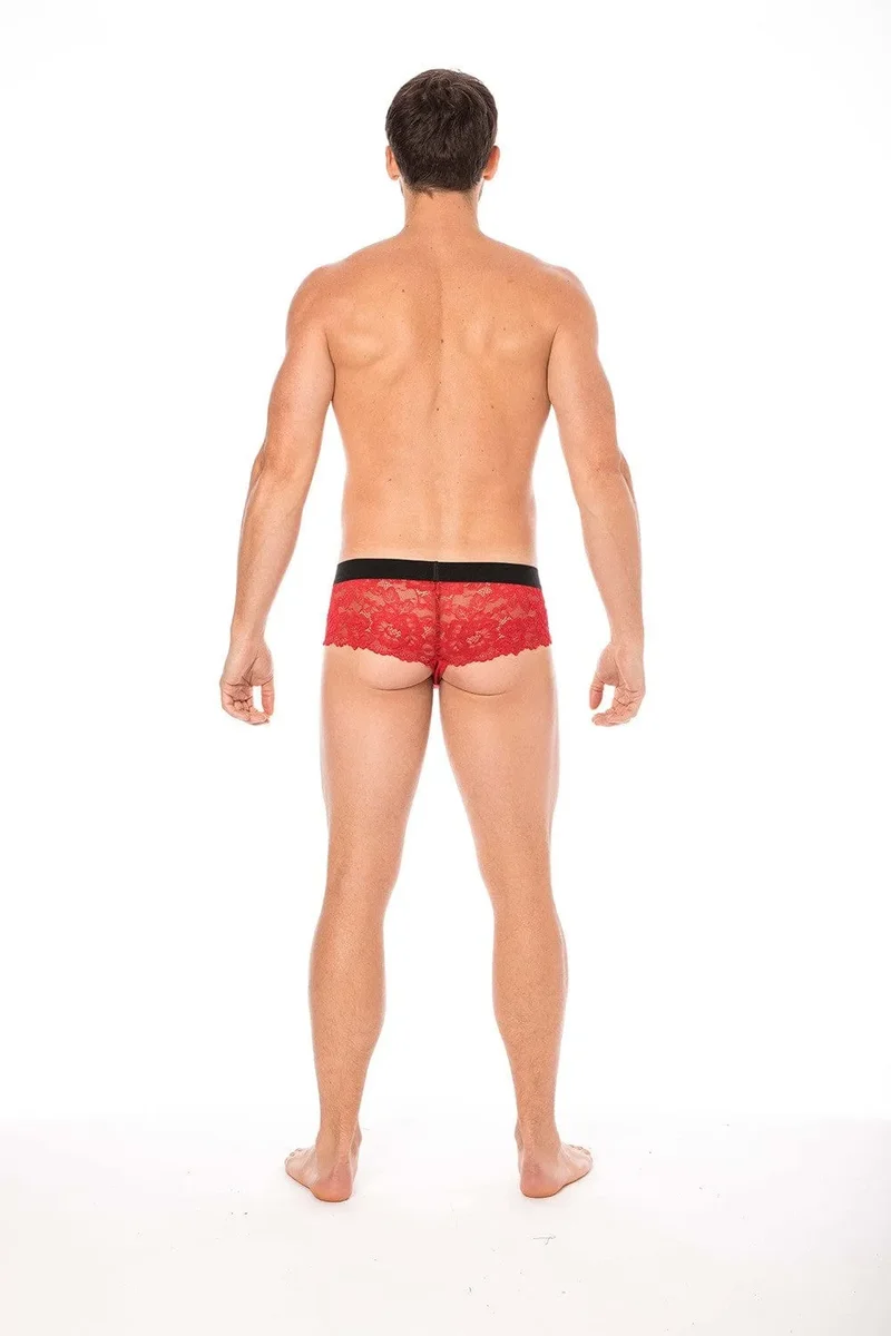 mini culotte dentelle rouge confortable douceur élégance motif floral fin poche opaque maintien élasticité polyester élasthanne coupe soignée chic soirée
