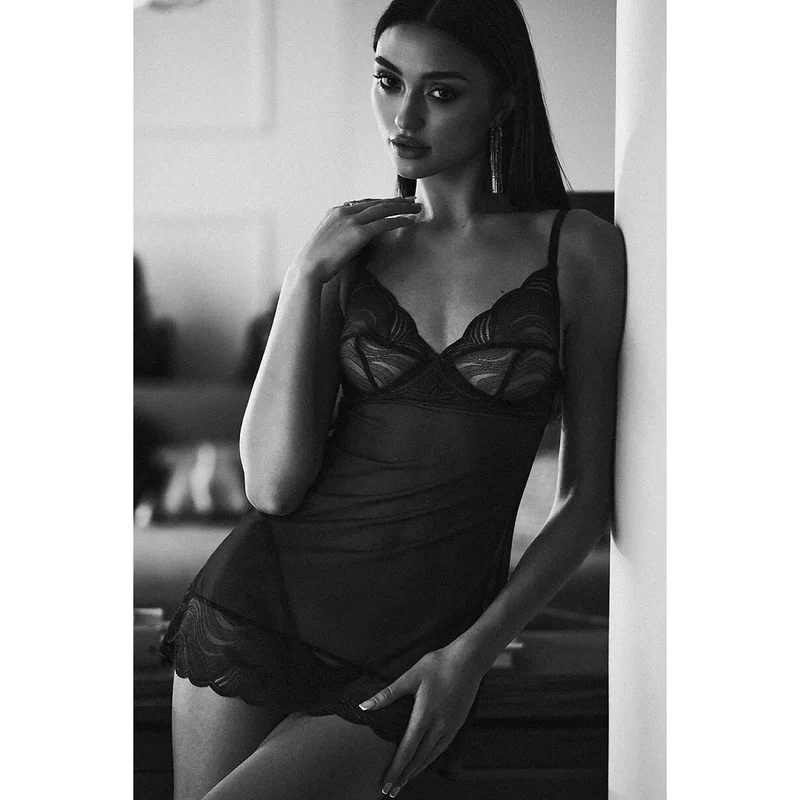 Chemise nuit dentelle transparente réglable Nightly Blue modèle 229629 Obsessive