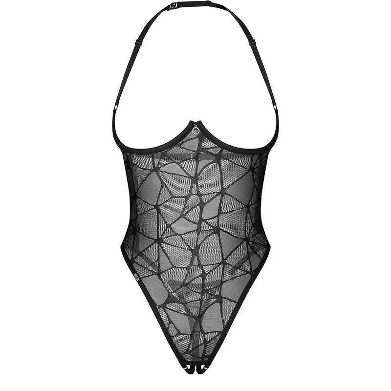 Body Olianna audacieux maille transparente motif géométrique femmes modernes