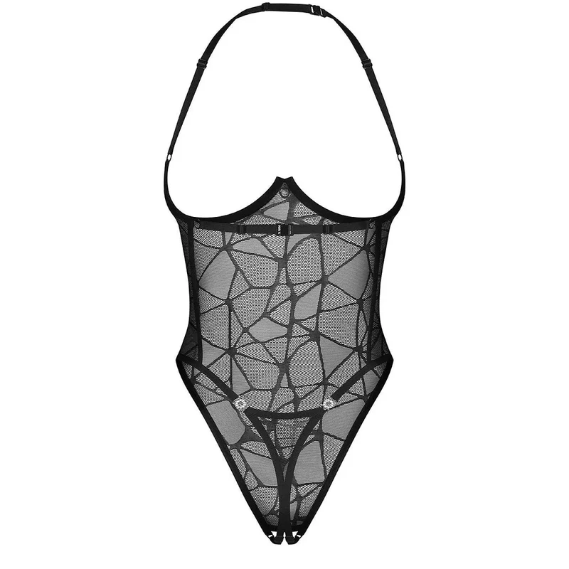 Body Olianna audacieux maille transparente motif géométrique femmes modernes
