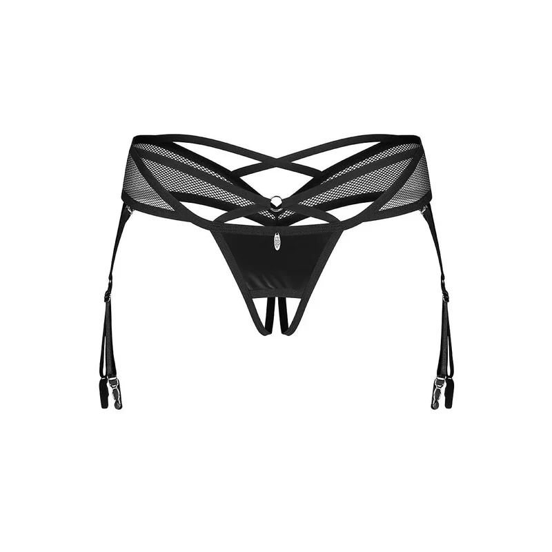 Strings ouverts jarretelles femme audacieuse cuir résille occasions spéciales