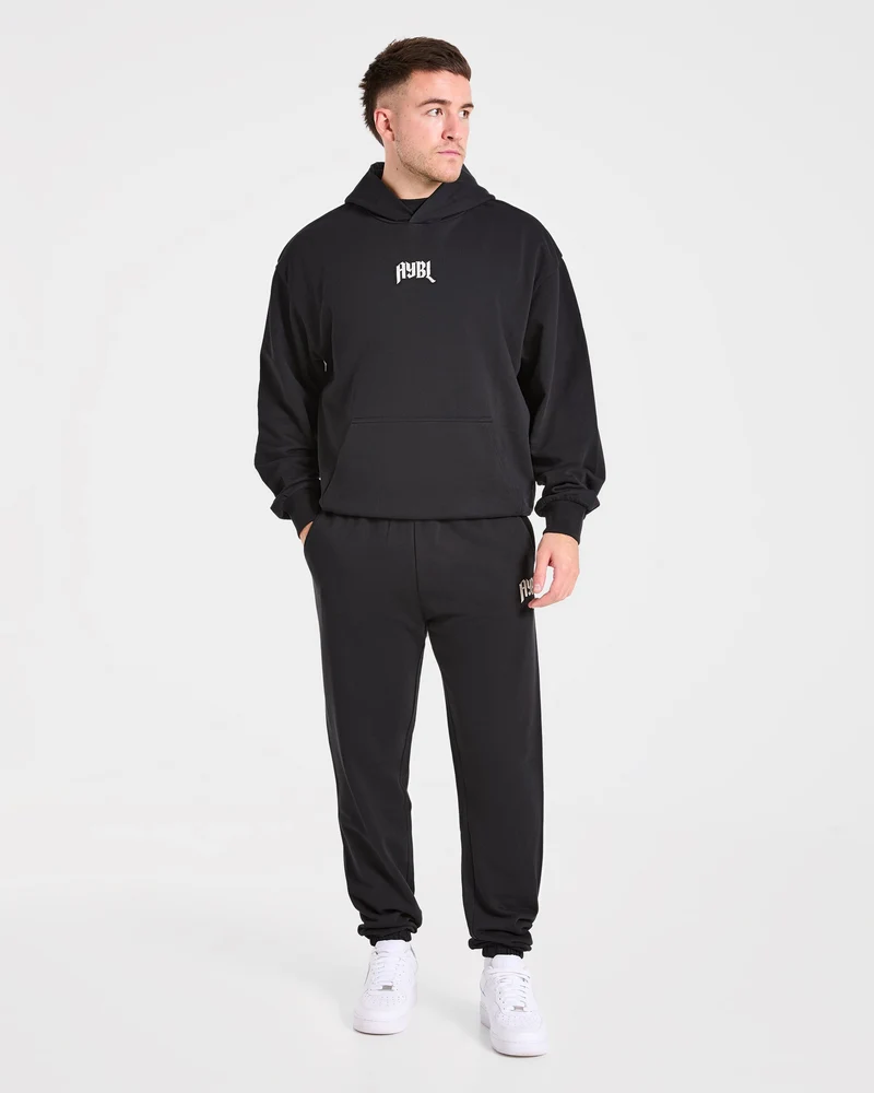 Heavy Lifting Gothic Oversized Joggers - Noir/Off Blanc