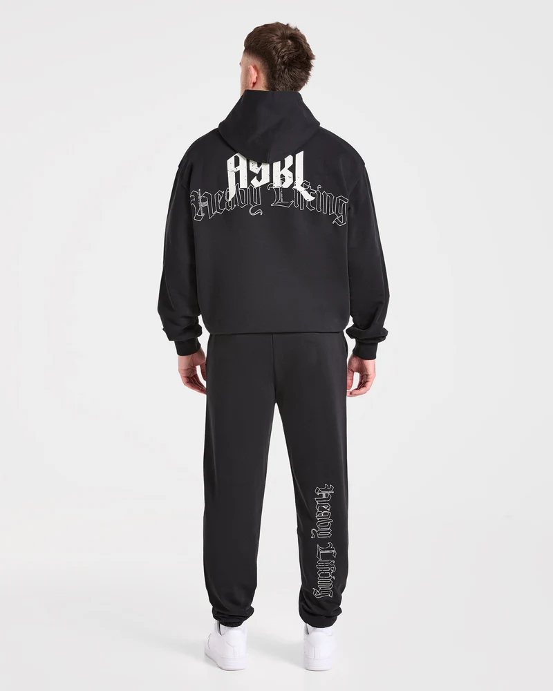 Heavy Lifting Gothic Oversized Joggers - Noir/Off Blanc