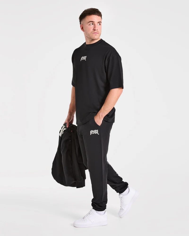 Heavy Lifting Gothic Oversized Joggers - Noir/Off Blanc