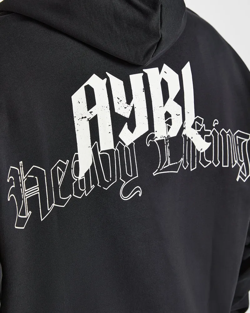 Heavy Lifting Gothic Oversized Hoodie - Noir/Off Blanc