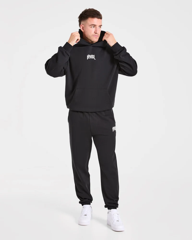 Heavy Lifting Gothic Oversized Hoodie - Noir/Off Blanc