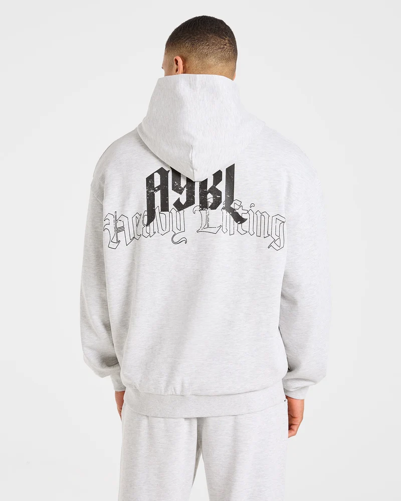 Heavy Lifting Gothic Oversized Hoodie - Gris Marl