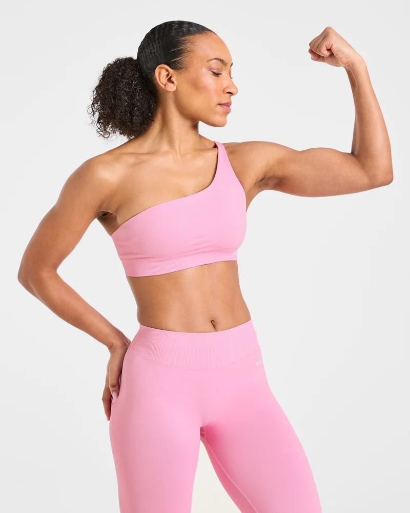 Enhance Seamless One Shoulder Sports Bra - Sugar Rose