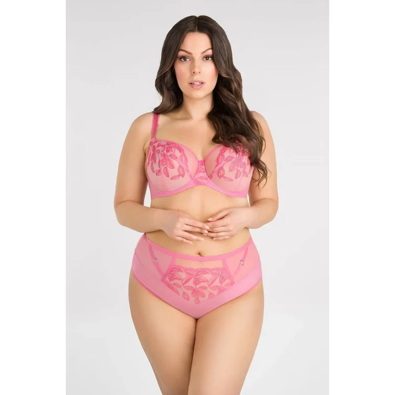 Soutien-gorge Gorsenia 195725 floral dentelle confort femme maintien stable armatures latérales lingerie élégante rose vif