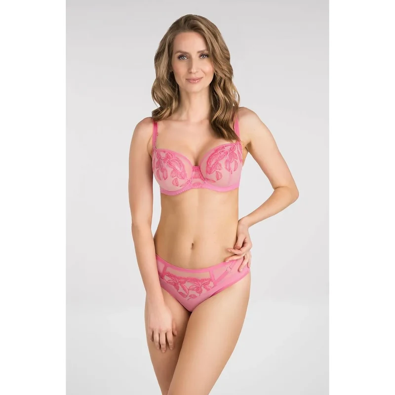 Soutien-gorge Gorsenia 195725 floral dentelle confort femme maintien stable armatures latérales lingerie élégante rose vif