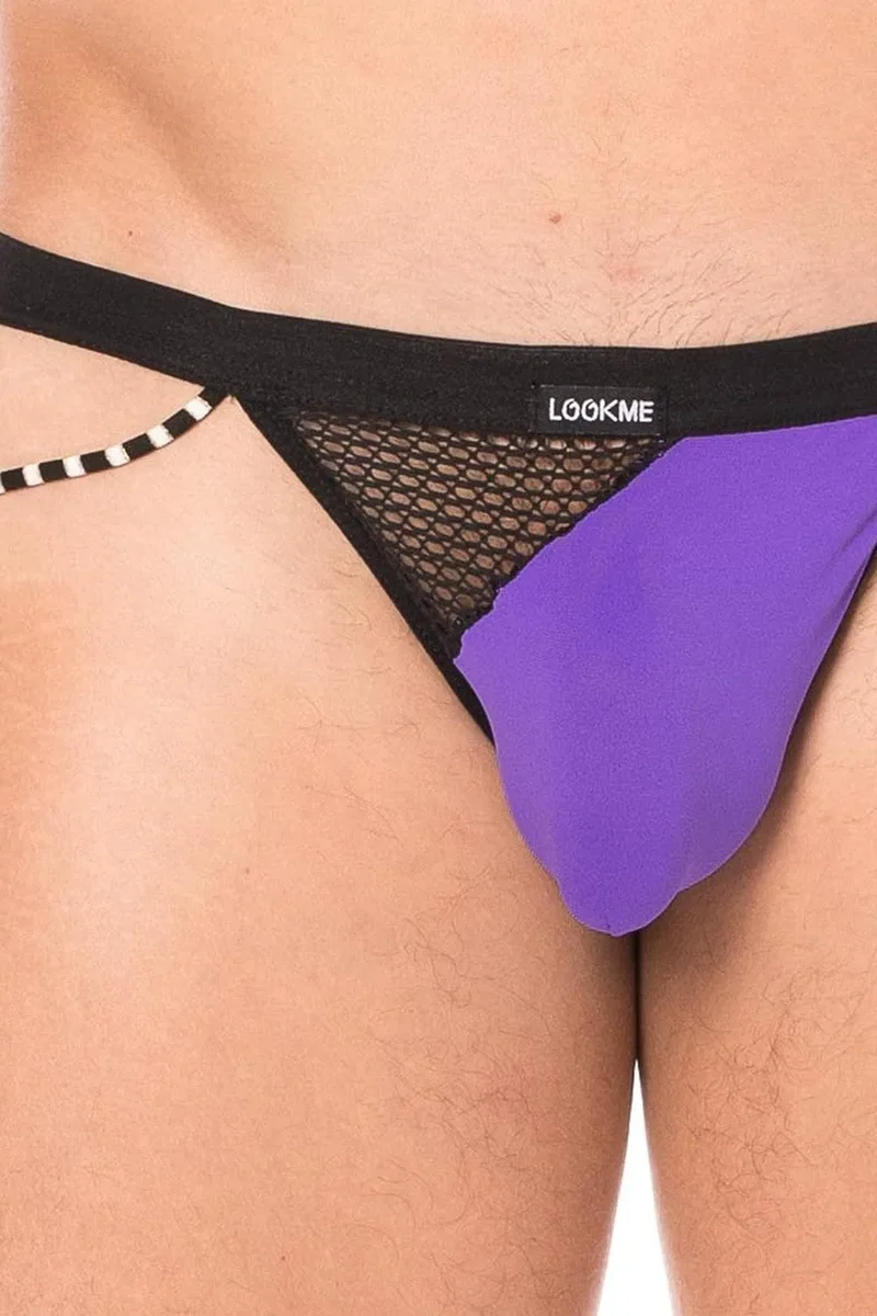 string violet homme sexy élégant confortable doux seconde peau style branché charme opacité filet cordelettes polyamide elasthanne collection urbaine