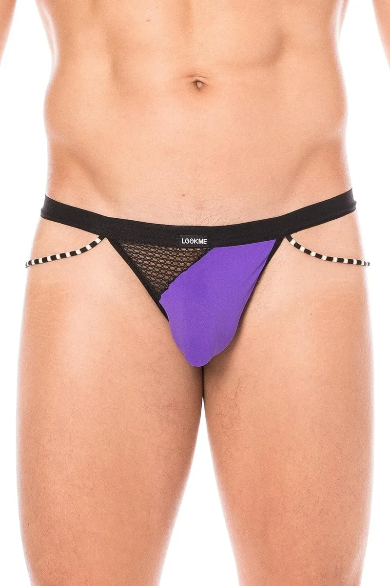 string violet homme sexy élégant confortable doux seconde peau style branché charme opacité filet cordelettes polyamide elasthanne collection urbaine