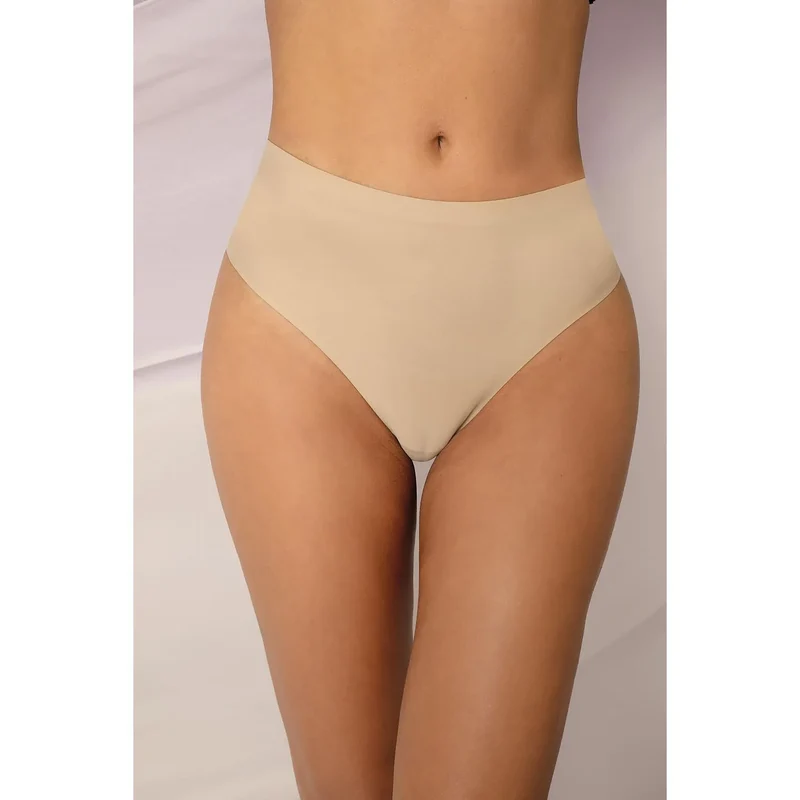 String haute taille Unikat 175568 beige lisse finition bord plat invisible sous vêtements ajustés confort optimal design épuré minimaliste discrète pratique lingerie intime