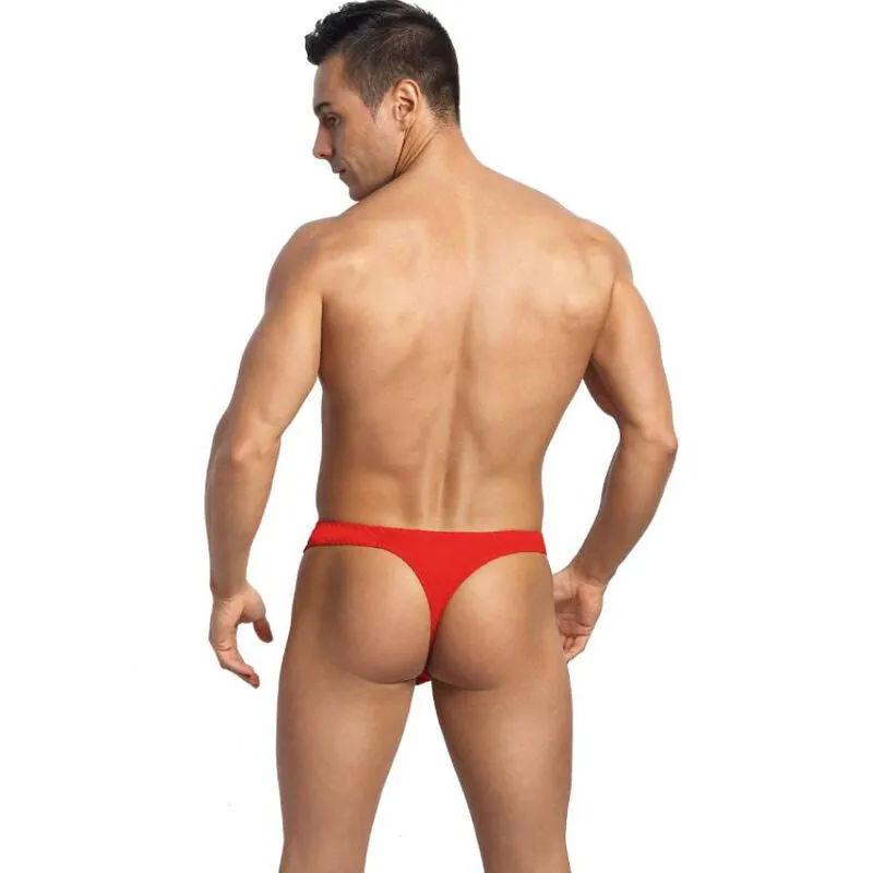 string homme microfibre rouge noir confortable sexy extensible doux maintien élastique sophistiqué élégant européen tailles S M L XL