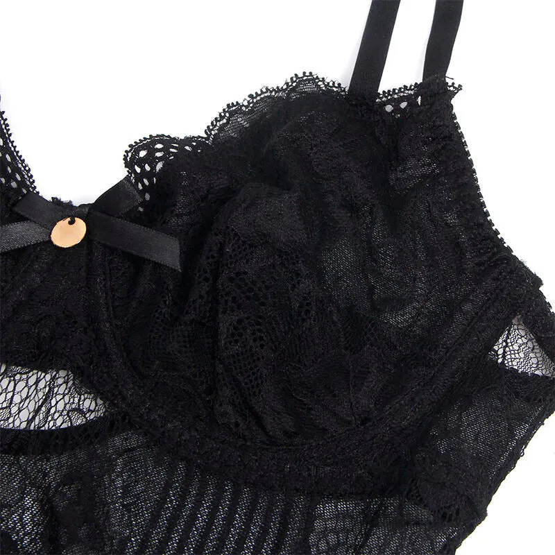 body dentelle noire rehausseur confortable élégant sensuel séduisant délicat floral extensible nylon élasthanne entrejambe ouvert audacieuse glamour soyeux