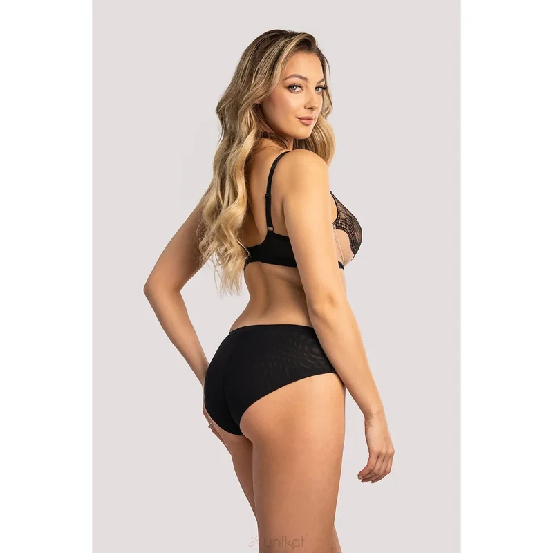 ensemble lingerie élégant sensuel Unikat dentelle florale noire doublure coton balconnet soutiengorge armatures bretelles ajustables culotte taille haute