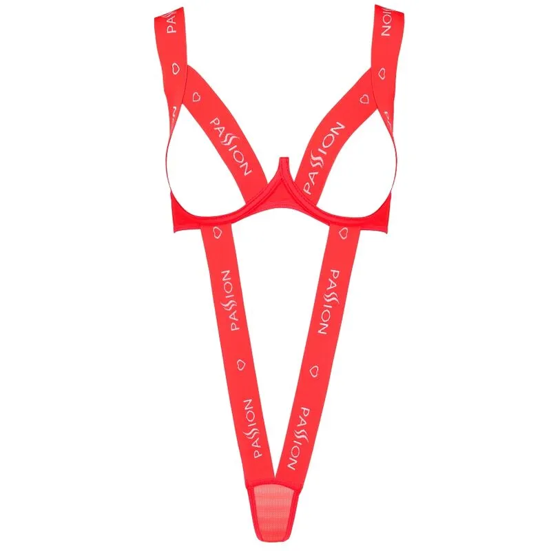 Passion Kyoka Teddy rouge sexy lingerie élastique seins nus taille S M polyester élasthanne polyamide audacieux confortable résistant boîte européen