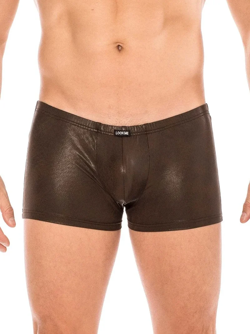 boxer noir simili cuir effet mouillé sensuel rock viril confortable souple extensible ajusté maintien durable polyester élasthanne élégant