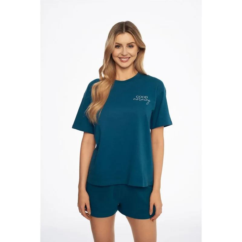 Pyjama femme Henderson 192667 loungewear confortable t-shirt short élastique coton doux navy blue pyjamas sexy intime détente maison